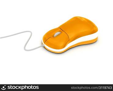 Computer mouse over white background. 3d render
