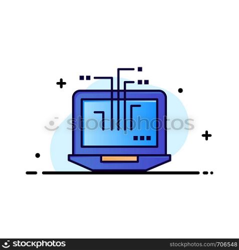 Computer, Network, Laptop, Hardware Business Flat Line Filled Icon Vector Banner Template