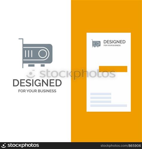 Computer, Power, Technology, Computer Grey Logo Design and Business Card Template