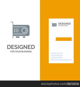 Computer, Power, Technology, Computer Grey Logo Design and Business Card Template