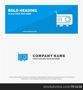 Computer, Power, Technology, Computer SOlid Icon Website Banner and Business Logo Template