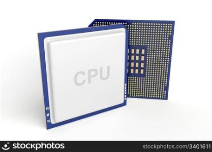 Computer processors on white background