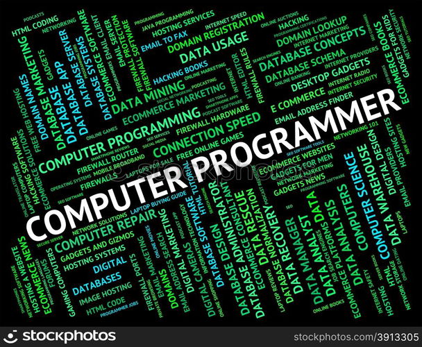 Computer Programmer Showing Software Engineer And Programming