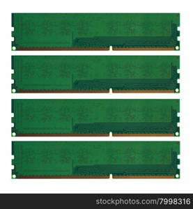 Computer RAM. RAM Random Access Memory modules for PC personal computer isolated over white