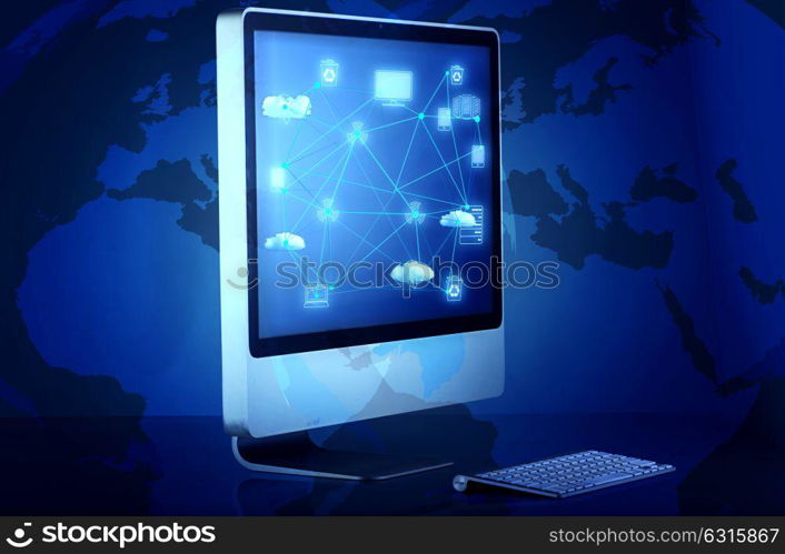 Computer screen in cloud computing concept