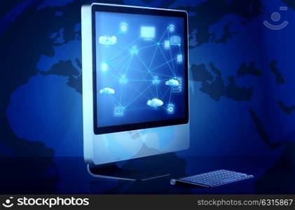 Computer screen in cloud computing concept