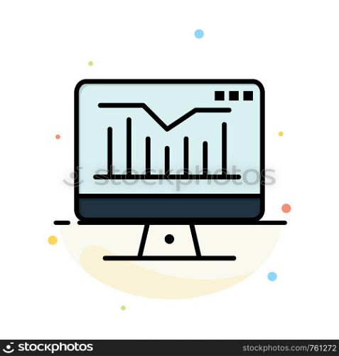 Computer, Static, Graph, Monitor Abstract Flat Color Icon Template