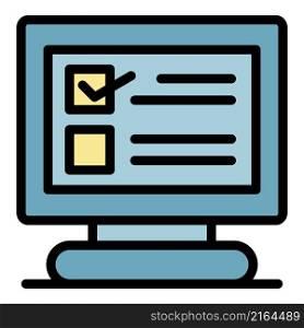 Computer test icon. Outline computer test vector icon color flat isolated. Computer test icon color outline vector