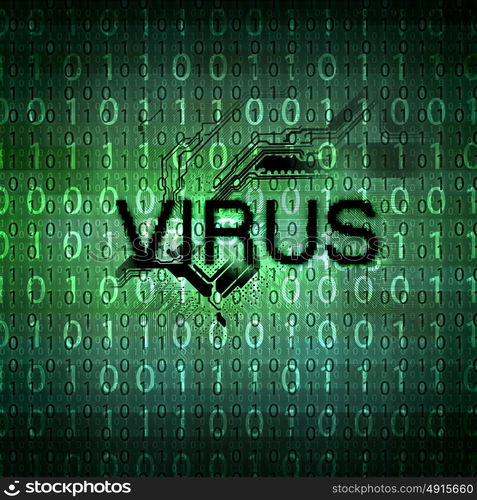 computer virus symbol. A computer virus detection symbol illustration with word Virus