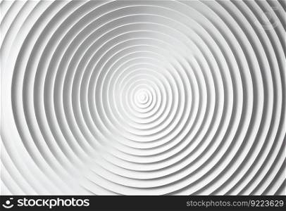 Concentric linear increasing offset white rings illustration. AI generative.