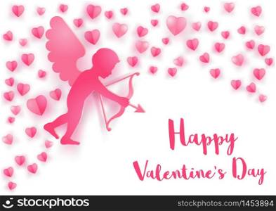 concept art of cupid fly over and around with heart shapes on white background,vector illustration