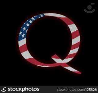 Concept background illustration with US Flag for QAnon or Q Anon, a deep state conspiracy theory. Q Anon deep state conspiracy concept