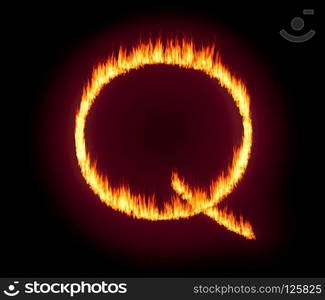 Concept fire or flames background illustration for QAnon or Q Anon, a deep state conspiracy theory. Q Anon deep state conspiracy concept formed from flames