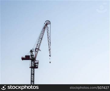 Concept for erectile dysfunction with large crane with drooping structure. Modern construction crane with serious drooping problem