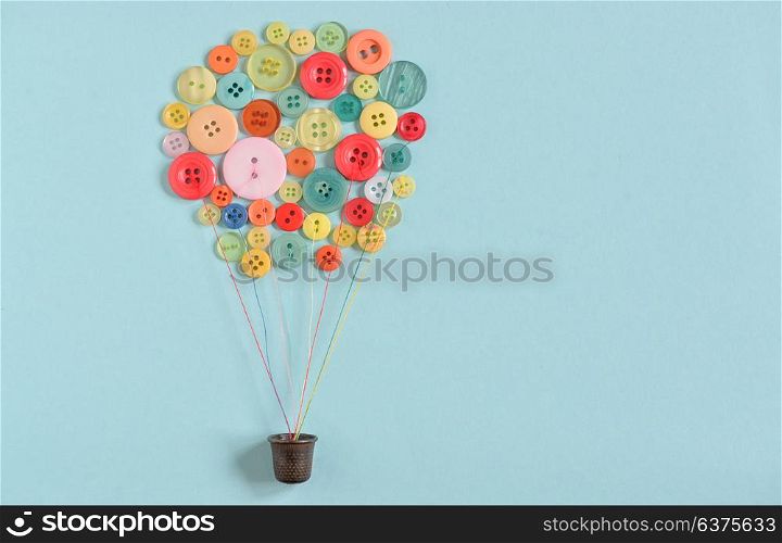 Concept Hot air balloon from colorful sewing buttons
