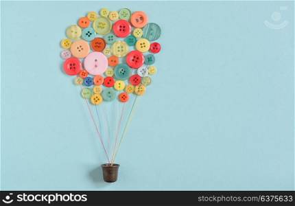 Concept Hot air balloon from colorful sewing buttons