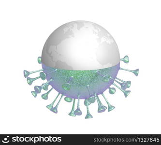 Concept illustration with planet earth and virus