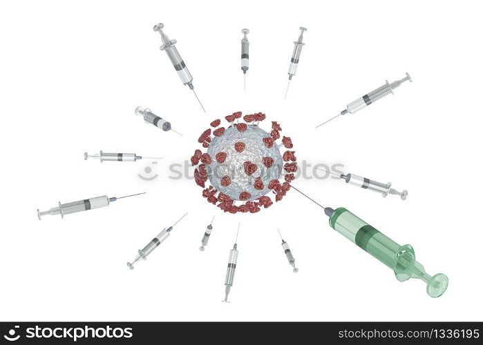 Concept image with vaccines against the virus, one successful
