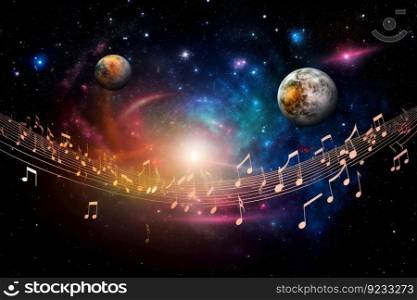 Concept musical harmony space. Note sky. Generate Ai. Concept musical harmony space. Generate Ai