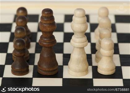 Concept of battle and victory with chess figures