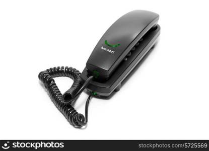Concept of black office phone isolated on white background