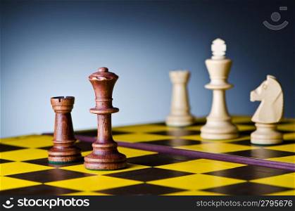 Concept of chess game with pieces