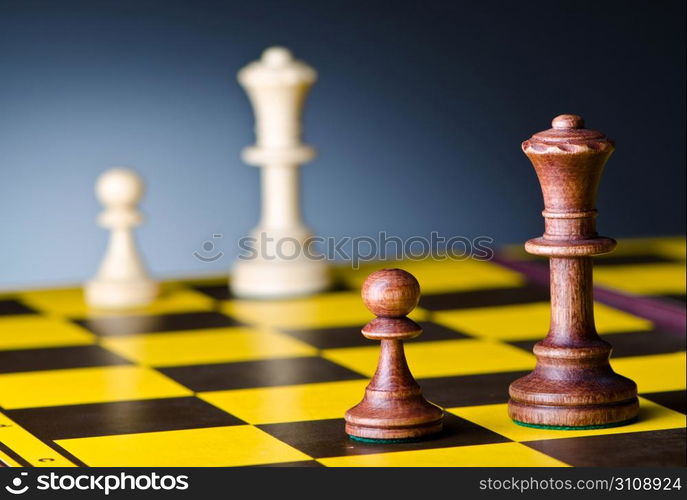 Concept of chess game with pieces