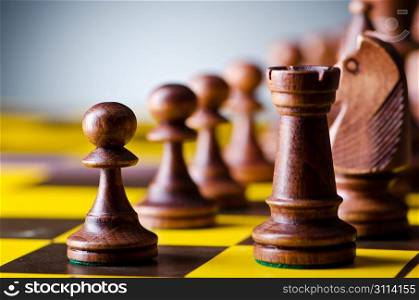 Concept of chess game with pieces