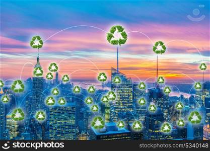 Concept of city powered by green energy