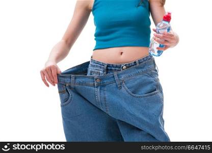 Concept of dieting with oversized jeans