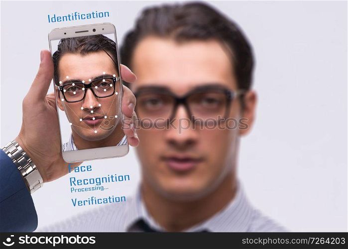 Concept of face recognition software and hardware. The concept of face recognition software and hardware