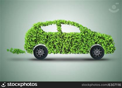 Concept of green electric car 3D rendering