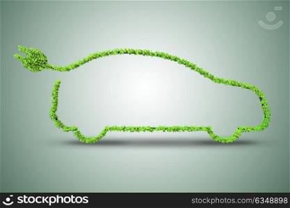 Concept of green electric car 3D rendering