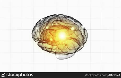 Concept of human intelligence with human brain on white background. Human brain