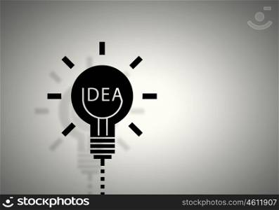 Concept of idea with light bulb on color background. Bulb light idea