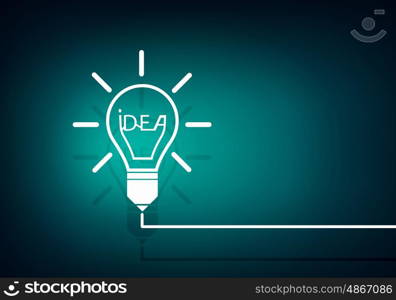 Concept of idea with light bulb on color background. Bulb light idea