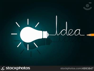Concept of idea with light bulb on color background. Bulb light idea