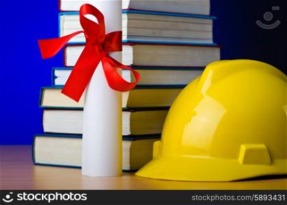 Concept of industrial education with hard hat