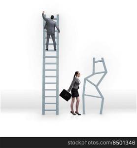 Concept of inequal career opportunities between man woman