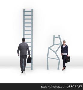 Concept of inequal career opportunities between man woman