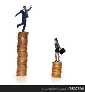 Concept of inequal pay and gender gap between man woman