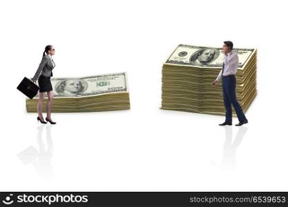 Concept of inequal pay and gender gap between man woman