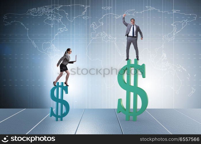 Concept of inequal pay and gender gap between man woman