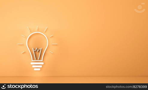 Concept of ingenious and brilliant intuition. 3D Rendering. Big bulb light on a yellow background. 3D Rendering