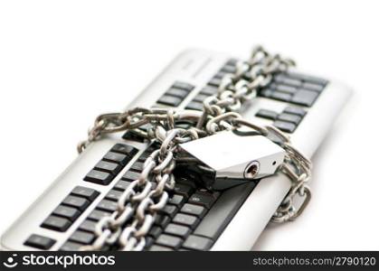 Concept of internet security with padlock and keyboard