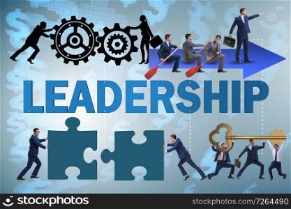 Concept of leadership with many business situations. The concept of leadership with many business situations