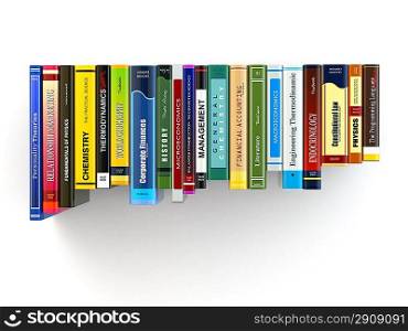 Concept of learning. Books on the shelf. 3d