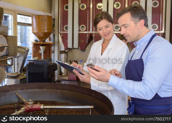 concept of man showing the coffee details