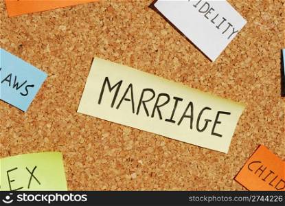 concept of marriage definition with post it notes