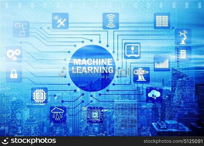 Concept of modern IT technology with machine learning